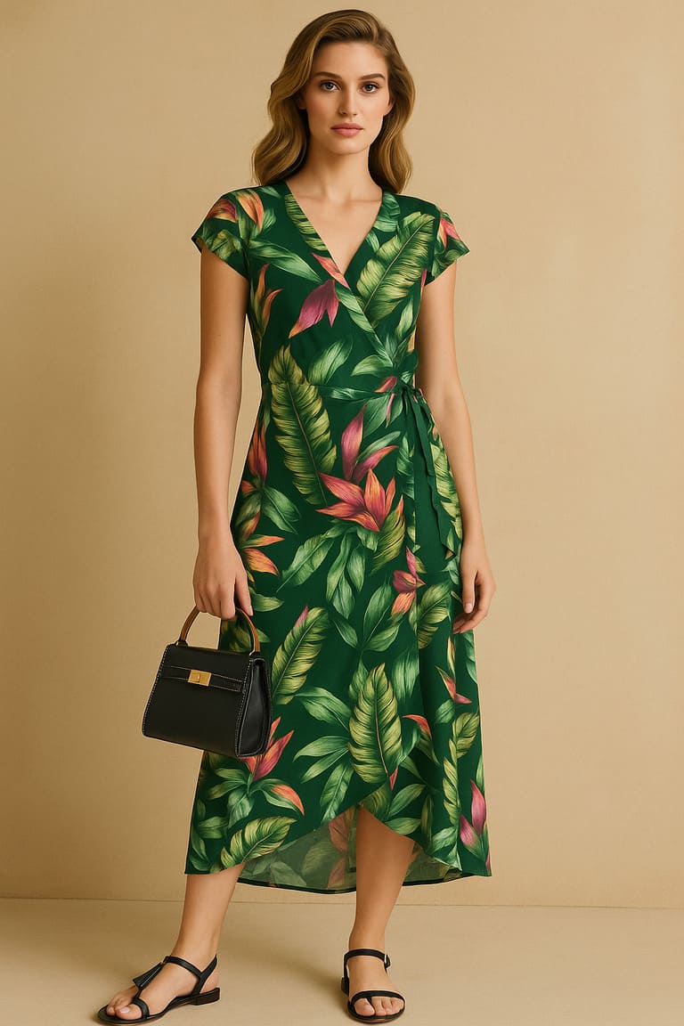 Tropical Garden Wrap Dress