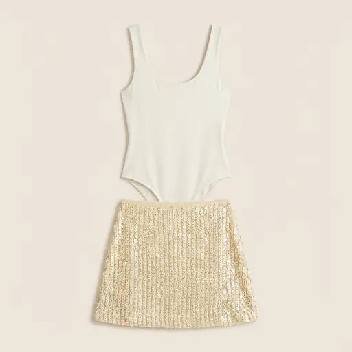 Cream Sequin Bodysuit Plan concert outfit flatlay