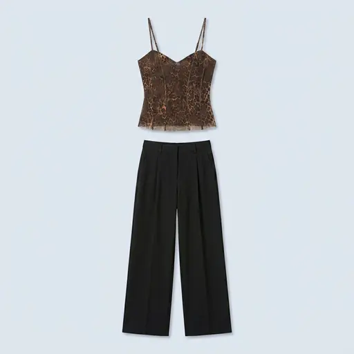 Leopard Cami Queue Theory concert outfit flatlay