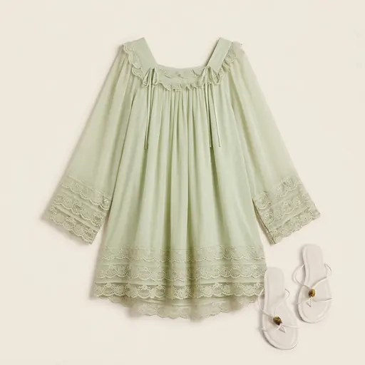 Sage Lace Sandal Whisper concert outfit flatlay