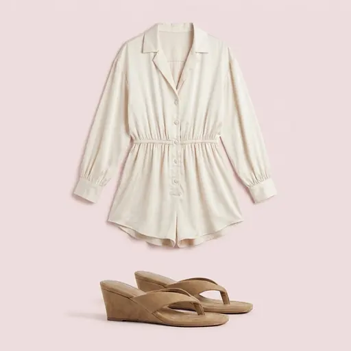 Satin Playsuit Wedge Clause concert outfit flatlay