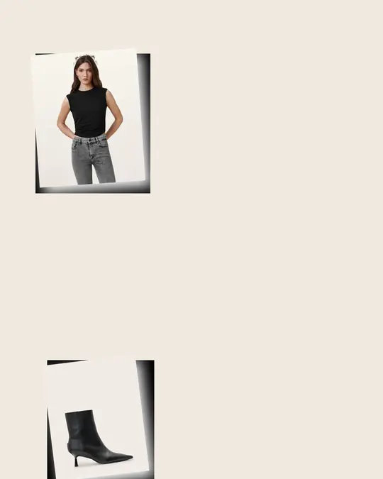Tank Top After Midnight concert outfit flatlay with West Sleeveless Tank Top Black, Vivian Pointed Toe Leather Boots Black