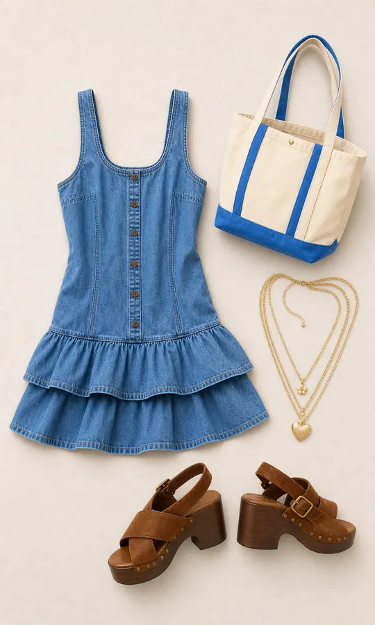Tiered Denim Tote Situation