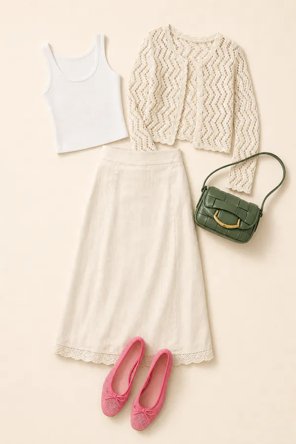 Harvest Cream Column fall family photo outfit AI flatlay with real product pieces.