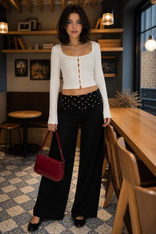 Foldover Pants Dot Theory polka dot pants outfit