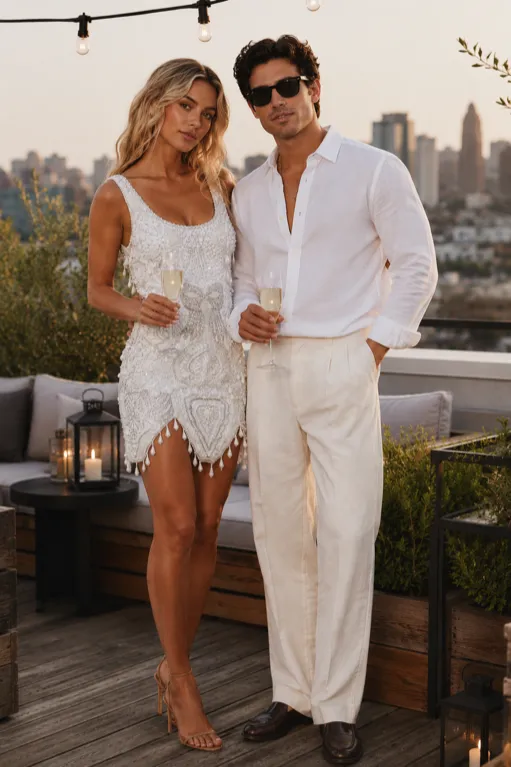 Golden Hour Rooftop Engagement Style outfit