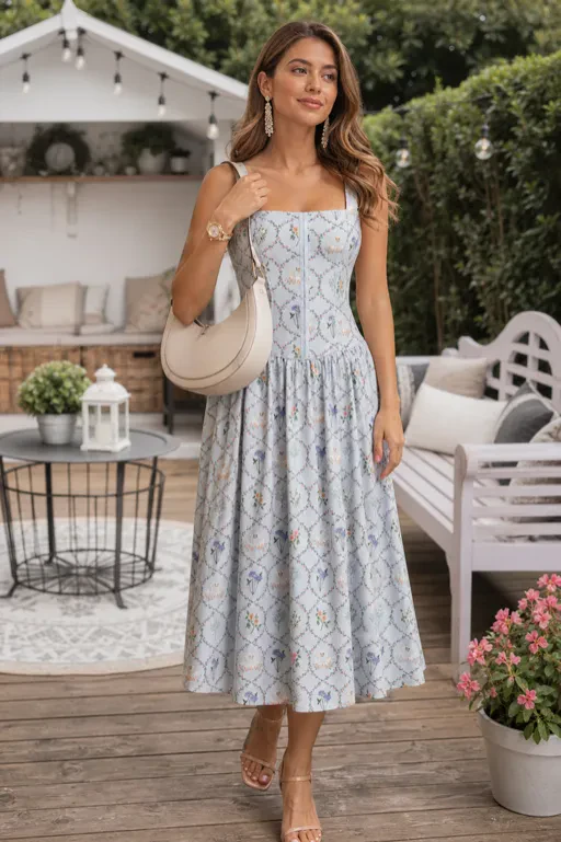 Lattice Dress Backup Boots floral pastel outfit