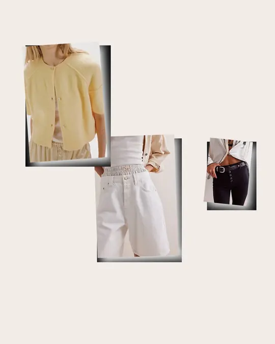 Cardigan Took A Half Day office outfit flatlay with See Me SoftSpun Cardigan, Rhodes Stud Belt, Montana Shorts