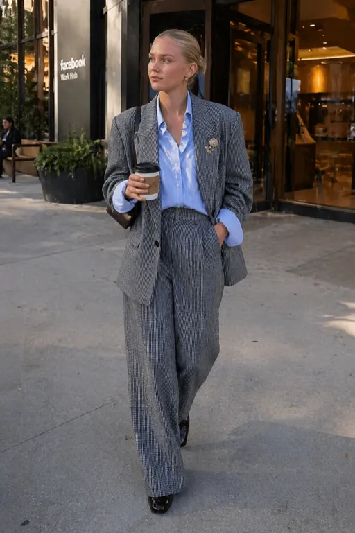 Power Tailoring Meets Effortless Cool outfit featuring a houndstooth suit