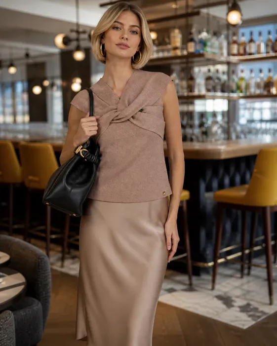Rose Gold Sweater Date elegant pastel outfit