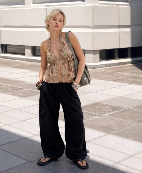 Summer Urban Boho outfit featuring halter top and cargo pants