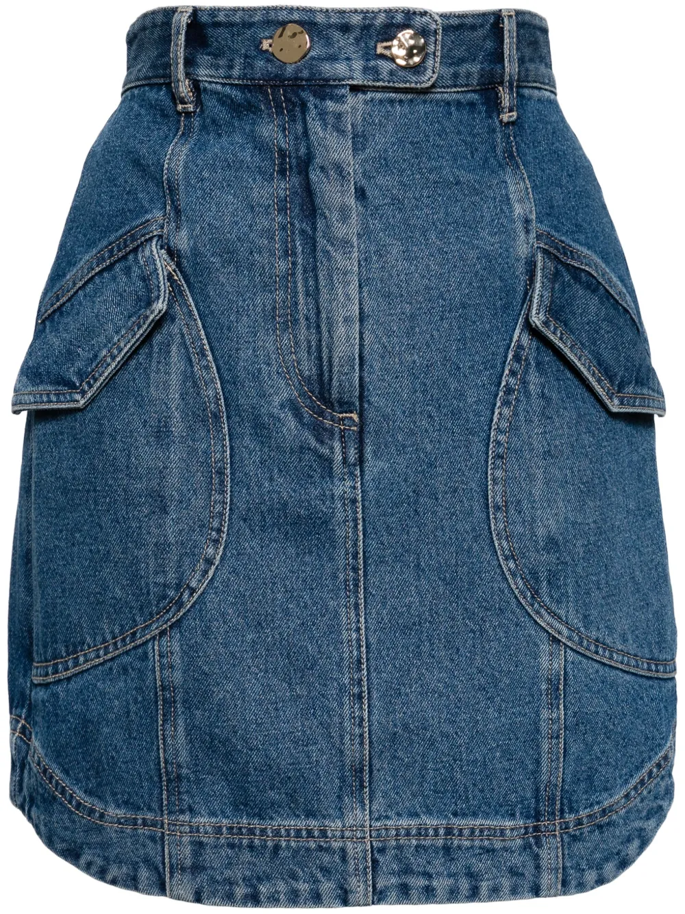 high-waisted denim miniskirt