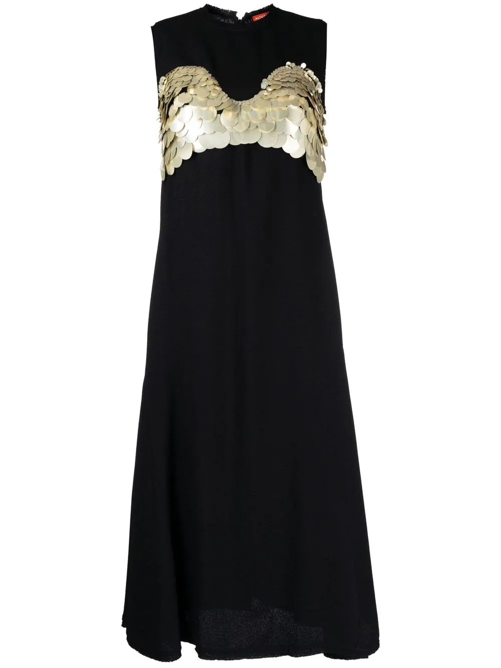 disc-detail fluted dress