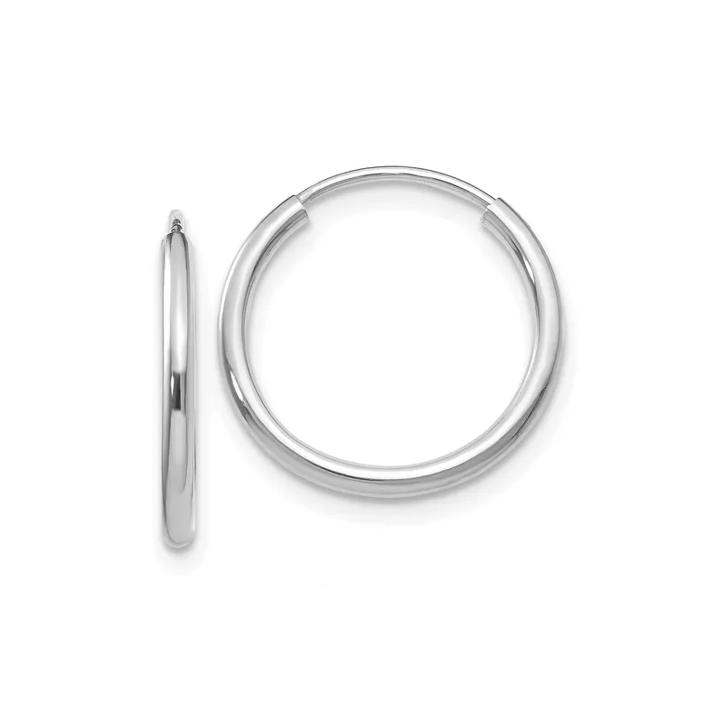14k White Gold Hoop Earrings, Classic