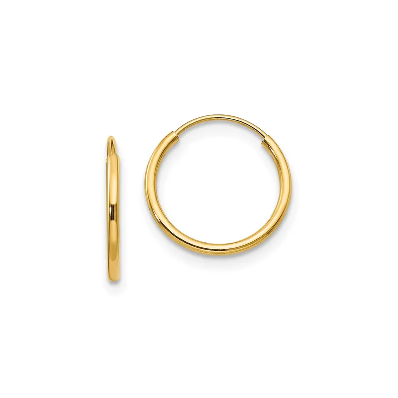 14k Yellow Gold Hoop Earrings, Lightweight