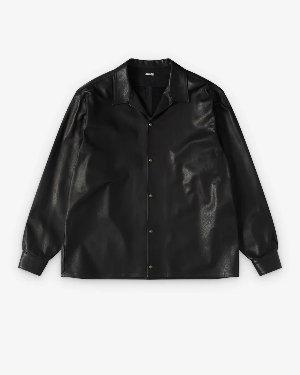 A.presse Leather Open Collar