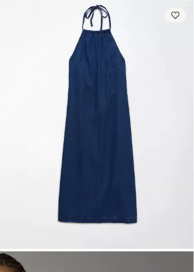 AE Denim Halter Shift Midi Dress