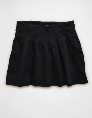 Dipped-Waist Black Skort