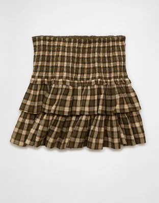 Plaid Ruffle Mini Skirt