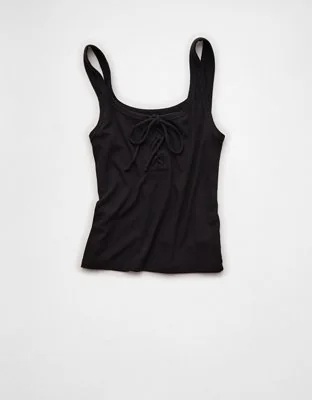 Lace-Up Ribbed Tank