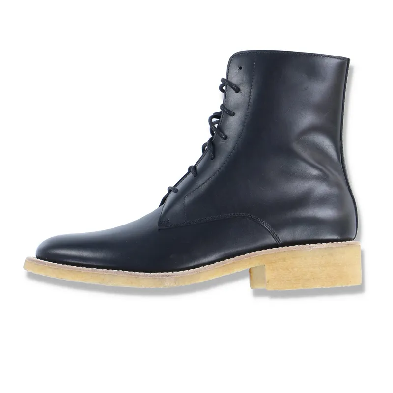 Amiri Black Leather Contrast Crepe Sole Combat Boots