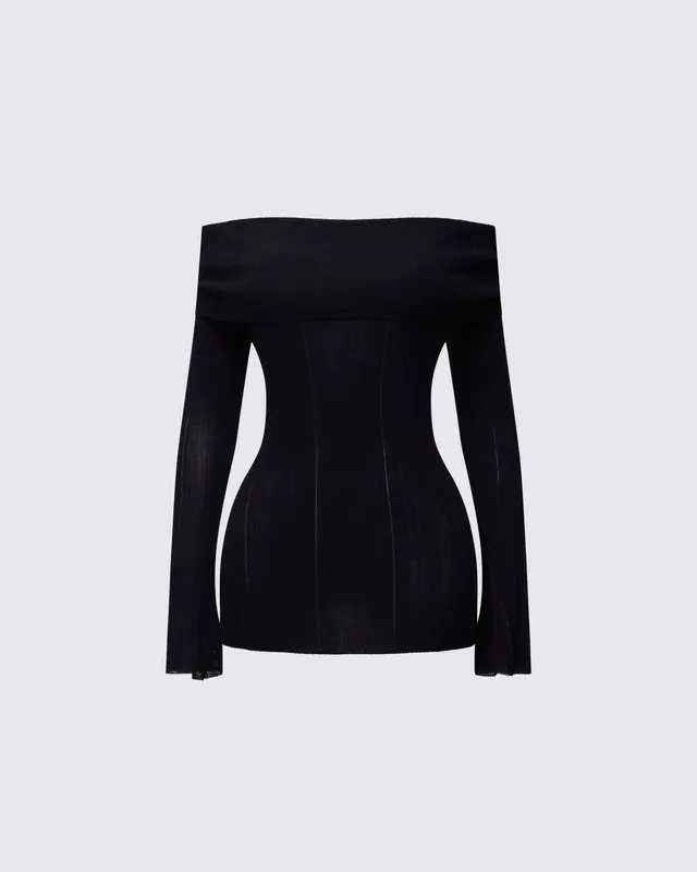 Arlina Black Fine Knit Top