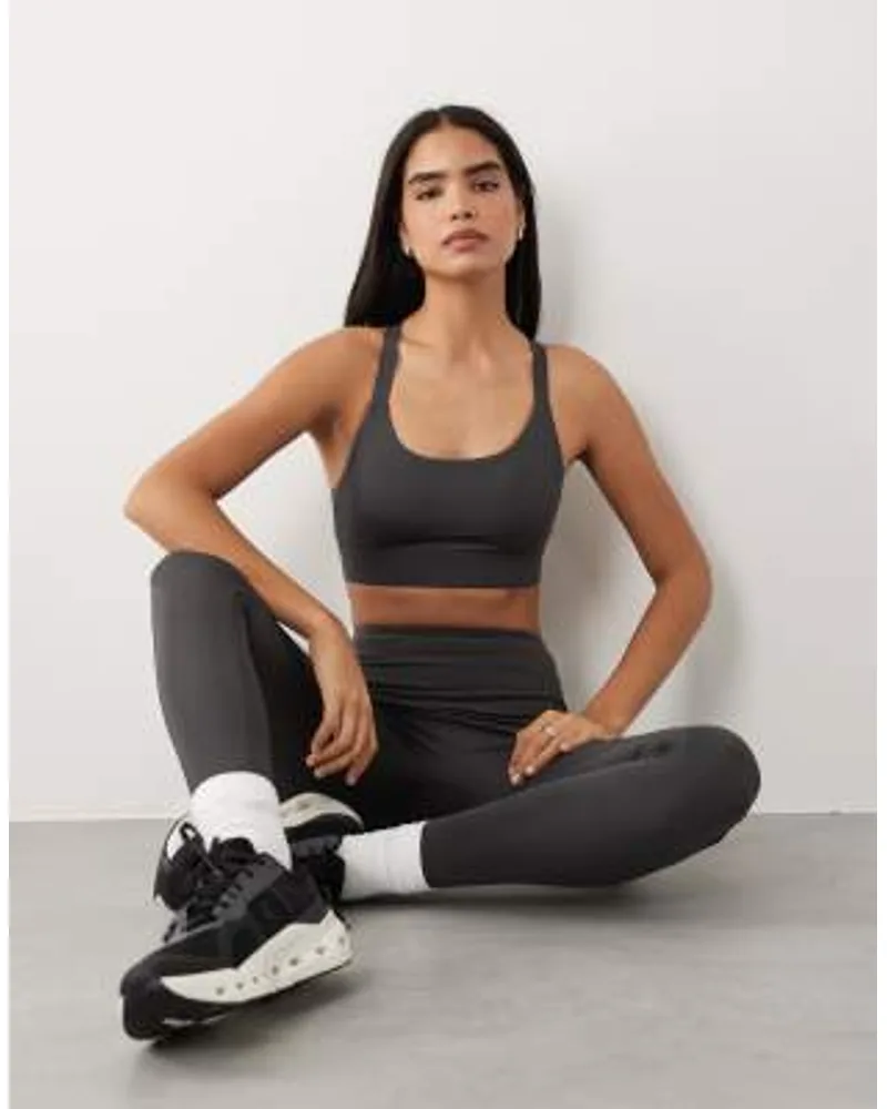 ASOS 4505 Active High Support Sports Bra in Dark Grey
