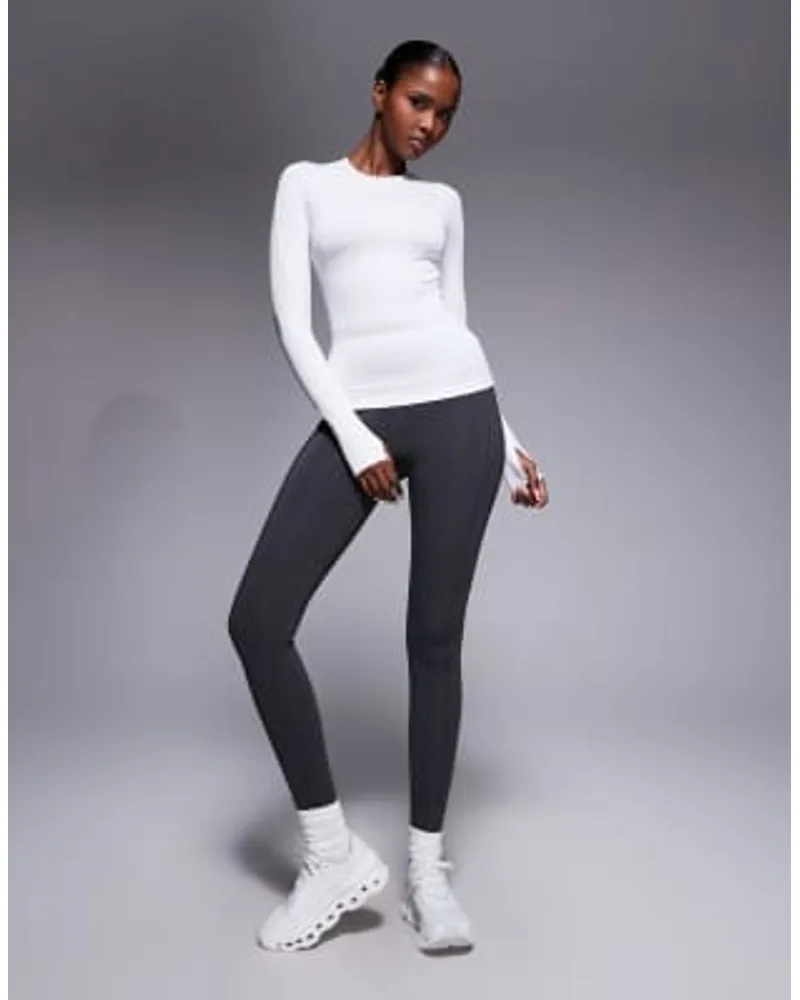 ASOS 4505 Icon Active Tie Waist Run Legging in Dark Grey