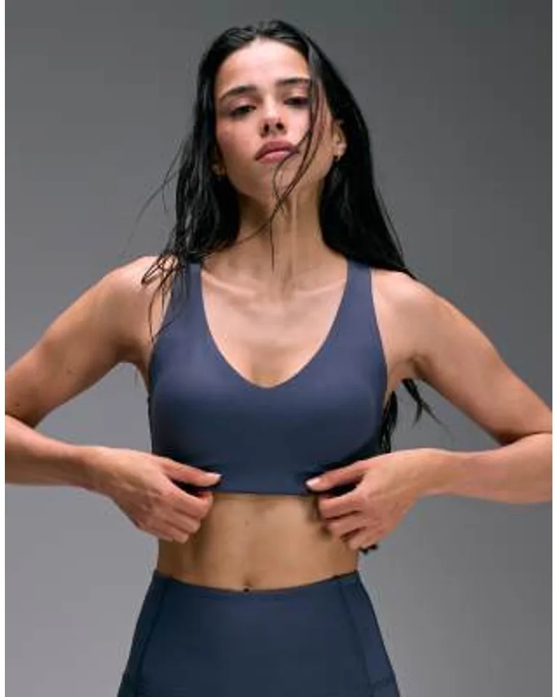 ASOS 4505 Active Push Up Sports Bra in Slate Blue