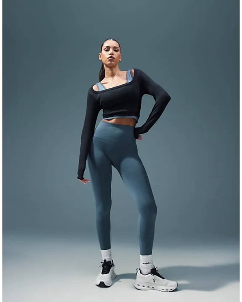 ASOS 4505 Active Waist Snatching Leggings in Slate Blue