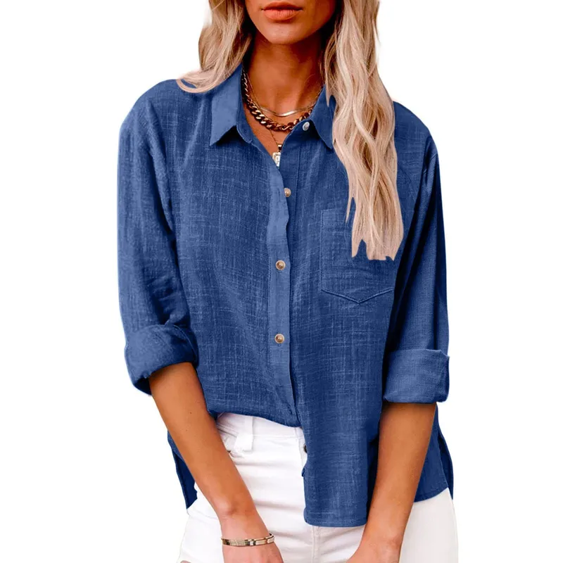 Autumn Pocket Long-sleeved Cotton