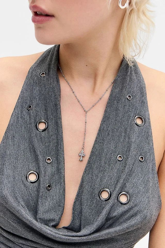 Bohomoon UO Exclusive Lillie Cross Lariat Necklace