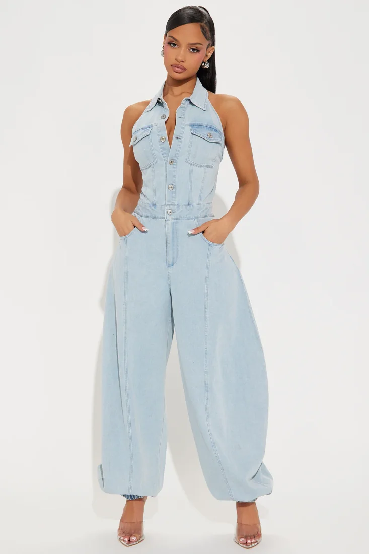 Downtown Girl Balloon Jumpsuit Denim
