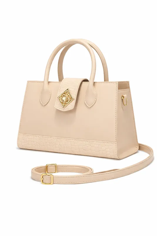 Beige Top Handle Bag