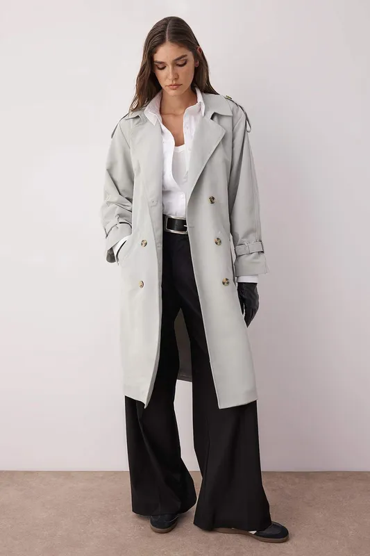 Beige Water-repellent Trench Coat