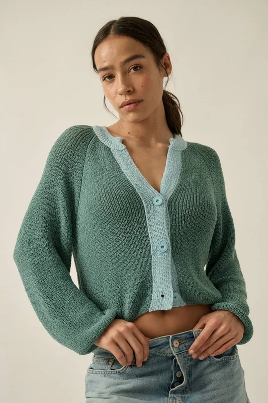 Best Selling Ribbed Knit Contrast Cardi