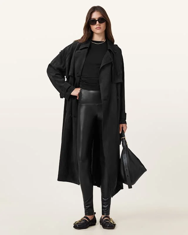 Cora High-Rise Faux Leggings Black