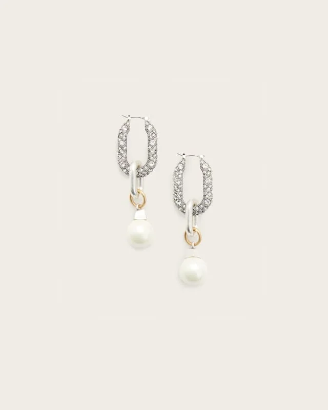 Cadence Two Tone Link Earrings WARM SILVER MIX