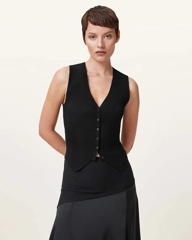 Cruz Ribbed Knitted Vest Black