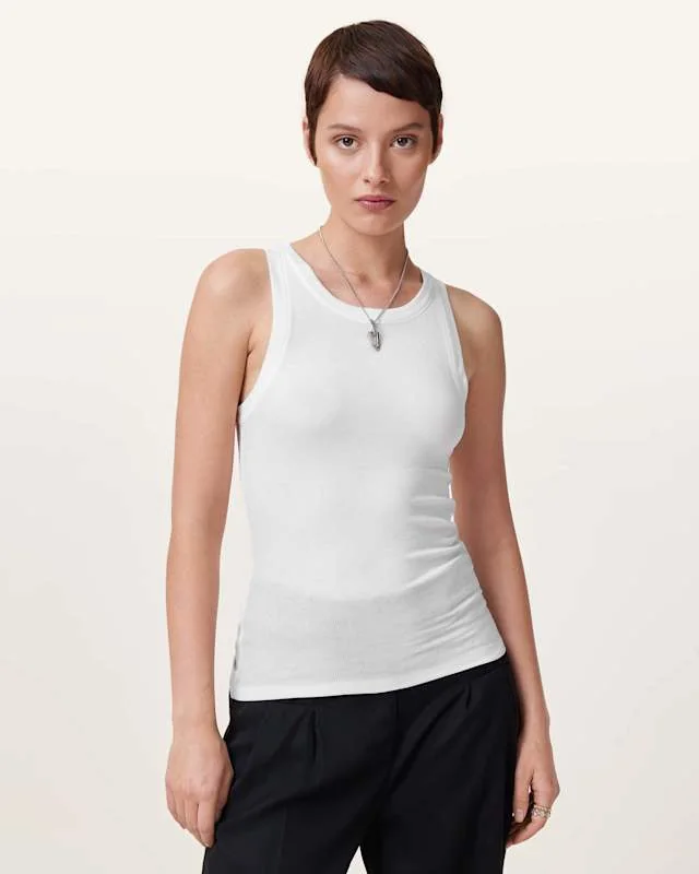 Rina Crew Neck Sleeveless Tank Top White