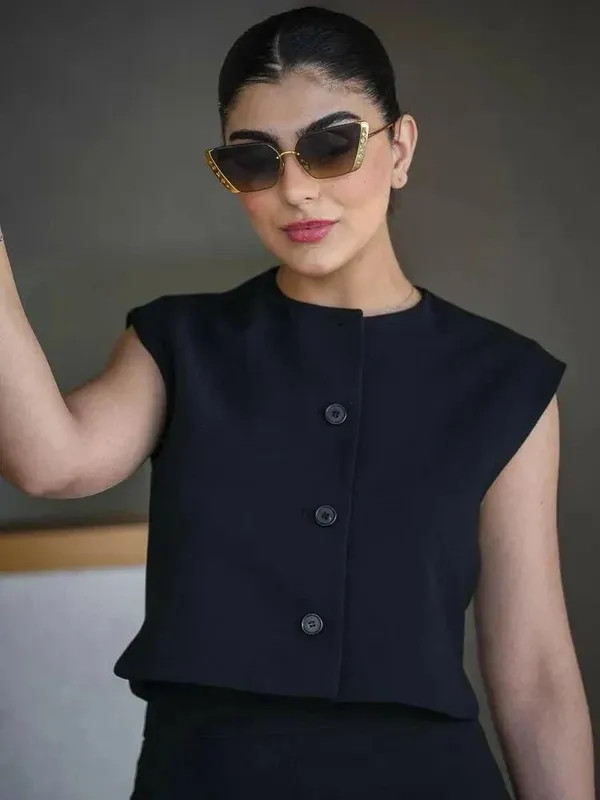 Black Crepe Vest