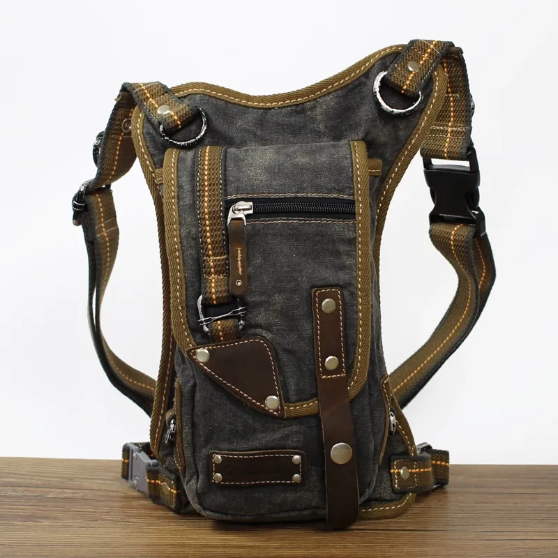 Black Denim Biker Waist Bag