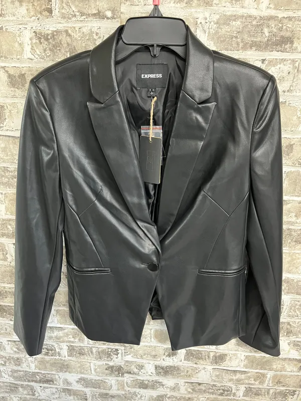 Black Faux Leather Blazer
