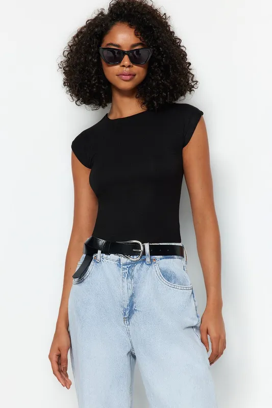 Black Fitted Knit Top