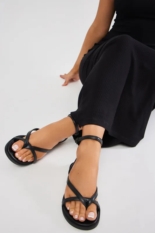 Black Flat Sandals