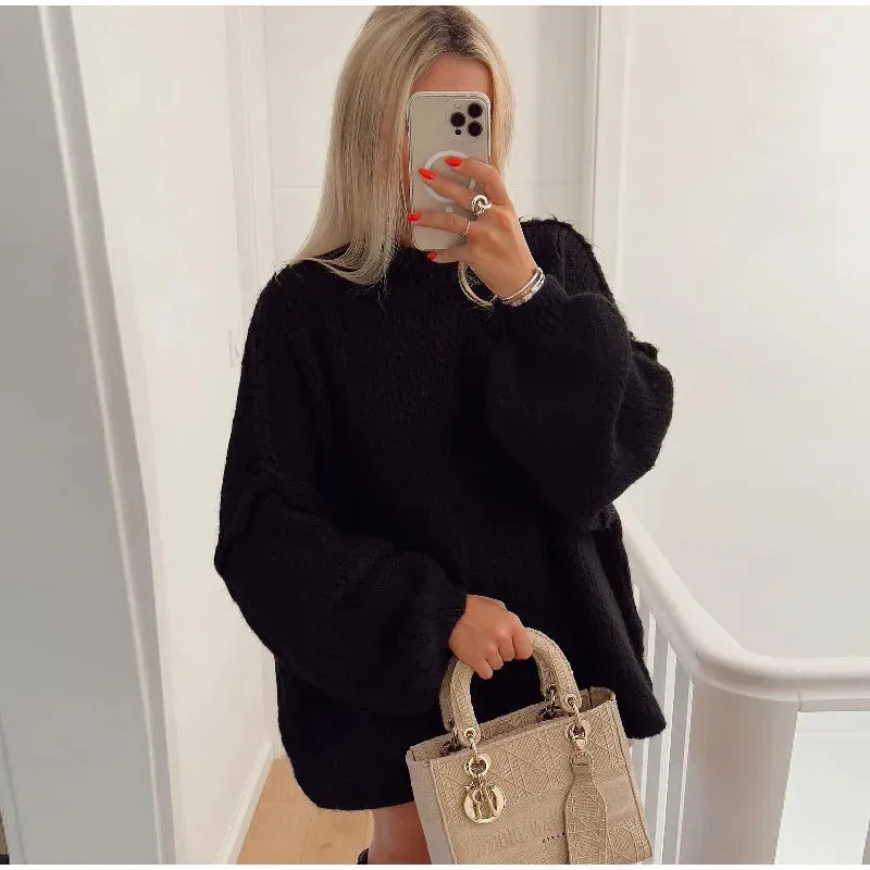 Black Fluffy Knit Sweater