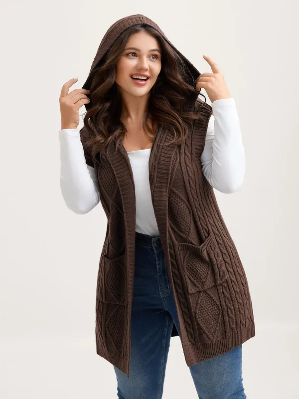 Black Hooded Knit Cardigan