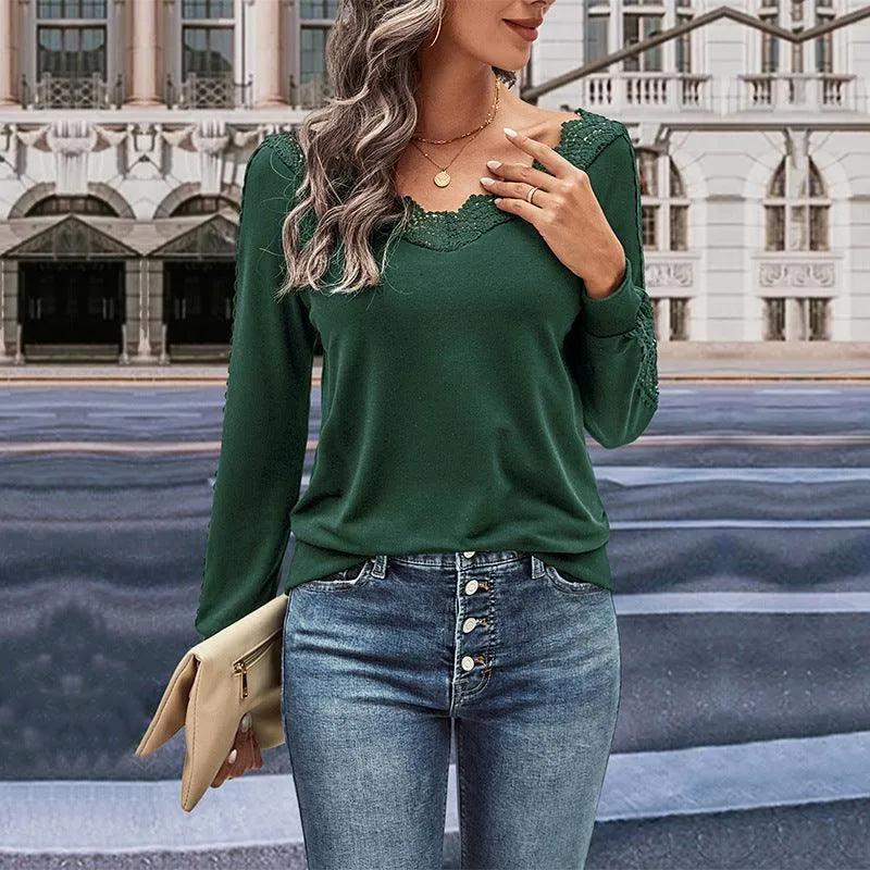 Black Lace-Insert Blouse