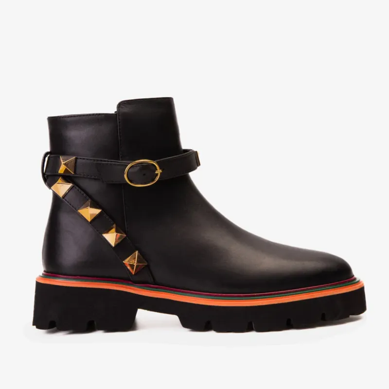 Black Leather Ankle Boots
