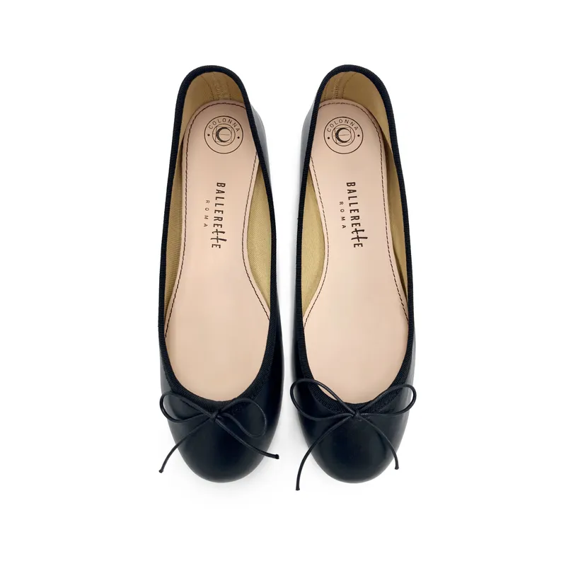Black Leather Ballet Flats